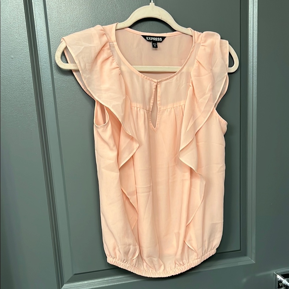 Express Pink Sleeveless Ruffled Blouse